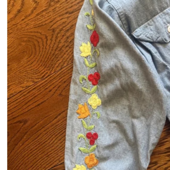 Vintage Selvedge embroidered  Sanforized Chambray Top Small-medium - Picture 4 of 4